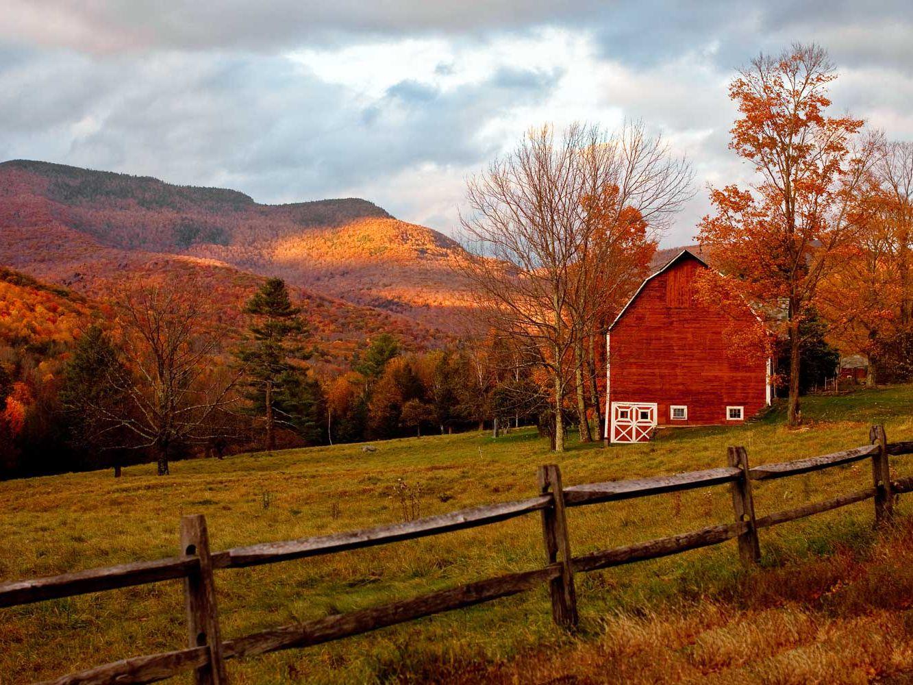Image of a Barn and Fence in Autumn