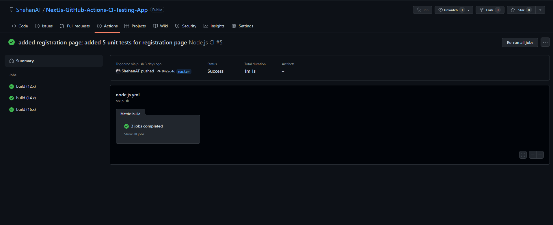 GitHub Actions Workflow Success Page 1
